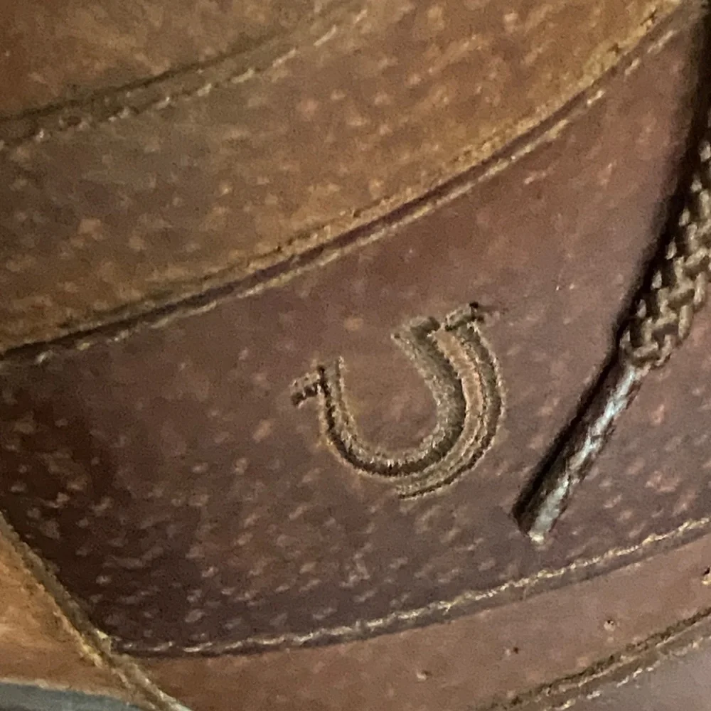 Horse Shoes Brown Leather athletic Roper Boots size 10 - Picture 4 of 13
